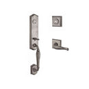 Baldwin Reserve DCNEWXDECRTSR152 Double Cylinder New Hampshire Handleset with Right Hand Decorative Lever and Traditional Square Rose with 6AL Latch and Dual Strike Matte Antique Nickel Finish - Right Hand - NA