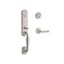 Baldwin Reserve DCNEWXFEDRTRR150 Double Cylinder New Hampshire Handleset with Right Hand Federal Lever and Traditional Round Rose with 6AL Latch and Dual Strike Satin Nickel Finish - Right Hand - NA
