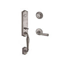 Baldwin Reserve DCNEWXFEDRTRR152 Double Cylinder New Hampshire Handleset with Right Hand Federal Lever and Traditional Round Rose with 6AL Latch and Dual Strike Matte Antique Nickel Finish - Right Hand - NA