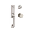 Baldwin Reserve DCSEAXCONCRR150 Double Cylinder Seattle Handleset Contemporary Knob and Contemporary Round Rose with 6AL Latch and Dual Strike Satin Nickel Finish - NA - NA