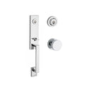 Baldwin Reserve DCSEAXCONCRR260 Double Cylinder Seattle Handleset Contemporary Knob and Contemporary Round Rose with 6AL Latch and Dual Strike Bright Chrome Finish - NA - NA