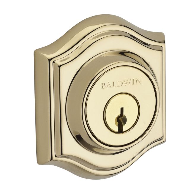 Baldwin Reserve DCTAD003S Double Cylinder Traditional Arch Deadbolt with 6AL Latch; Dual Strike; and SmartKey Lifetime Brass Finish - Lifetime Brass - NA