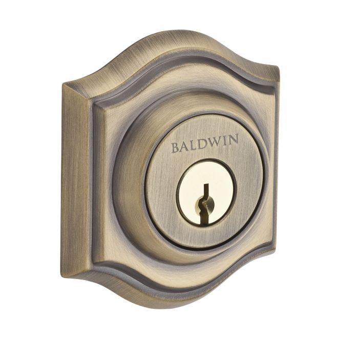 Baldwin Reserve DCTAD049S Double Cylinder Traditional Arch Deadbolt with 6AL Latch; Dual Strike; and SmartKey Matte Brass and Black Finish - Matte Brass and Black - NA