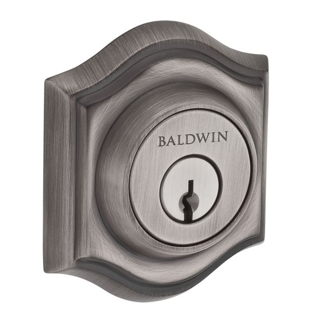 Baldwin Reserve DCTAD152S Double Cylinder Traditional Arch Deadbolt with 6AL Latch; Dual Strike; and SmartKey Matte Antique Nickel Finish - Matte Antique Nickel - NA