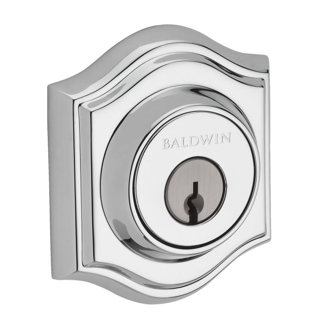 Baldwin Reserve DCTAD260S Double Cylinder Traditional Arch Deadbolt with 6AL Latch; Dual Strike; and SmartKey Bright Chrome Finish - Bright Chrome - NA