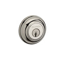 Baldwin Reserve DCTRD141 Double Cylinder Traditional Round Deadbolt with 6AL Latch and Dual Strike Bright Nickel Finish - Bright Nickel - NA