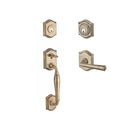 Baldwin Reserve DCWESXFEDRTAR049 Double Cylinder Westcliff Handleset with Right Hand Federal Lever and Traditional Arch Rose with 6AL Latch and Dual Strike Matte Brass and Black Finish - Right Hand - NA