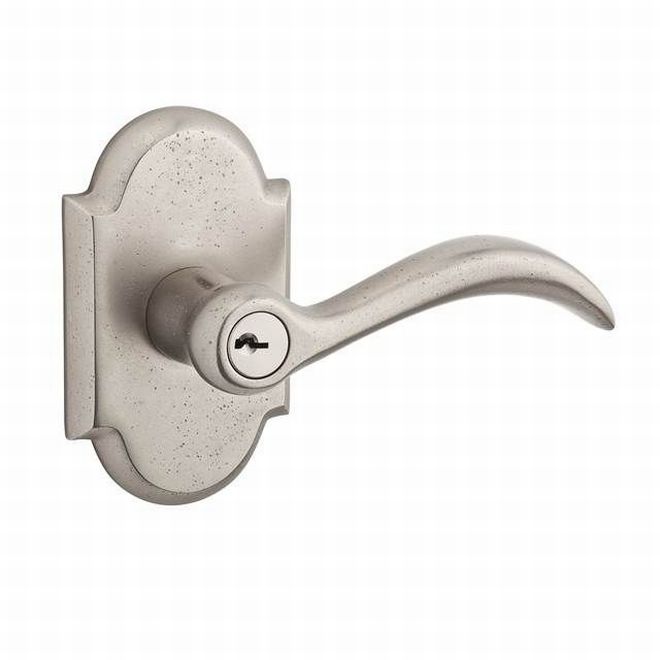 Baldwin Reserve ENARCLRAR492 Entry Left Hand Arch Lever and Rustic Arch Rose with 6AL Latch and Dual Strike White Bronze Finish - Left Hand - Brass