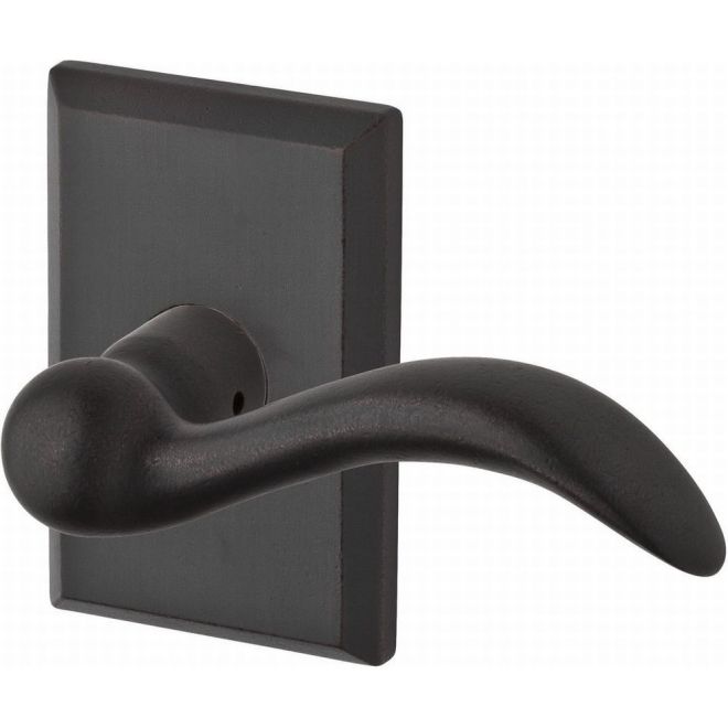 Baldwin Reserve ENARCLRSR481 Entry Left Hand Arch Lever and Rustic Square Rose with 6AL Latch and Dual Strike Dark Bronze Finish - Left Hand - Brass