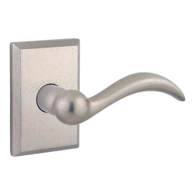 Baldwin Reserve ENARCLRSR492 Entry Left Hand Arch Lever and Rustic Square Rose with 6AL Latch and Dual Strike White Bronze Finish - Left Hand - Brass