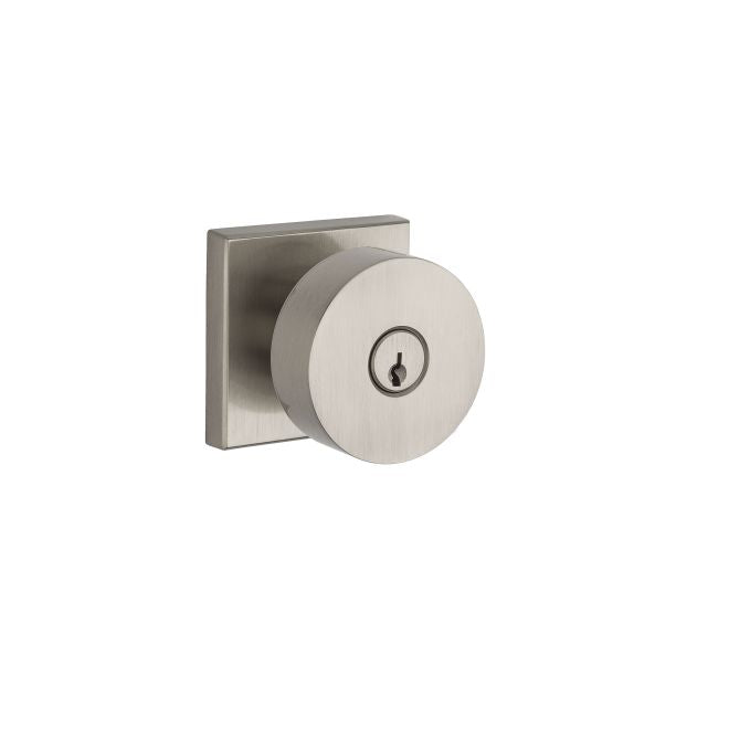 Baldwin Reserve ENCONCSR150 Entry Contemporary Knob and Contemporary Square Rose with 6AL Latch and Dual Strike Satin Nickel Finish - Satin Nickel - Brass