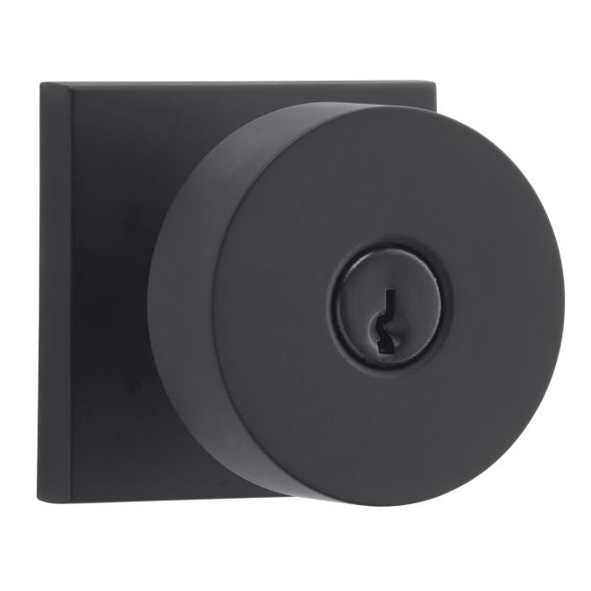 Baldwin Reserve ENCONCSR190 Entry Contemporary Knob and Contemporary Square Rose with 6AL Latch and Dual Strike Satin Black Finish - Satin Black - Brass