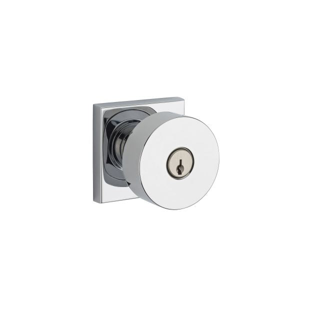 Baldwin Reserve ENCONCSR260 Entry Contemporary Knob and Contemporary Square Rose with 6AL Latch and Dual Strike Bright Chrome Finish - Bright Chrome - Brass