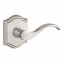Baldwin Reserve ENCURRTAR150 Entry Right Hand Curve Lever and Traditional Arch Rose with 6AL Latch and Dual Strike Satin Nickel Finish - Right Hand - Brass