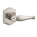 Baldwin Reserve ENDECTAR150 Entry Left Hand Decorative Lever and Traditional Arch Rose with 6AL Latch and Dual Strike Satin Nickel Finish - Left Hand - Brass