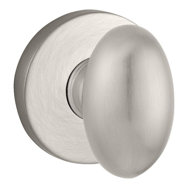 Baldwin Reserve ENELLCRR150 Entry Ellipse Knob and Contemporary Round Rose with 6AL Latch and Dual Strike Satin Nickel Finish - Satin Nickel - Brass