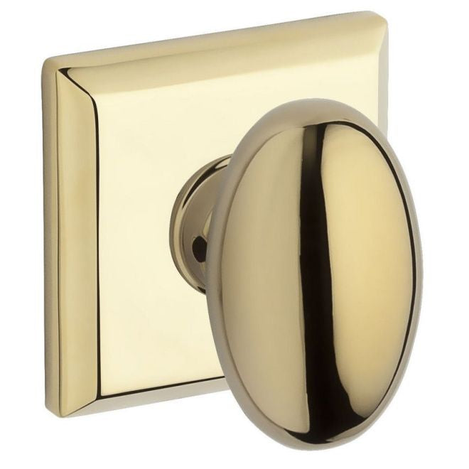 Baldwin Reserve ENELLTSR003 Entry Ellipse Knob and Traditional Square Rose with 6AL Latch and Dual Strike Lifetime Brass Finish - Lifetime Brass - Brass