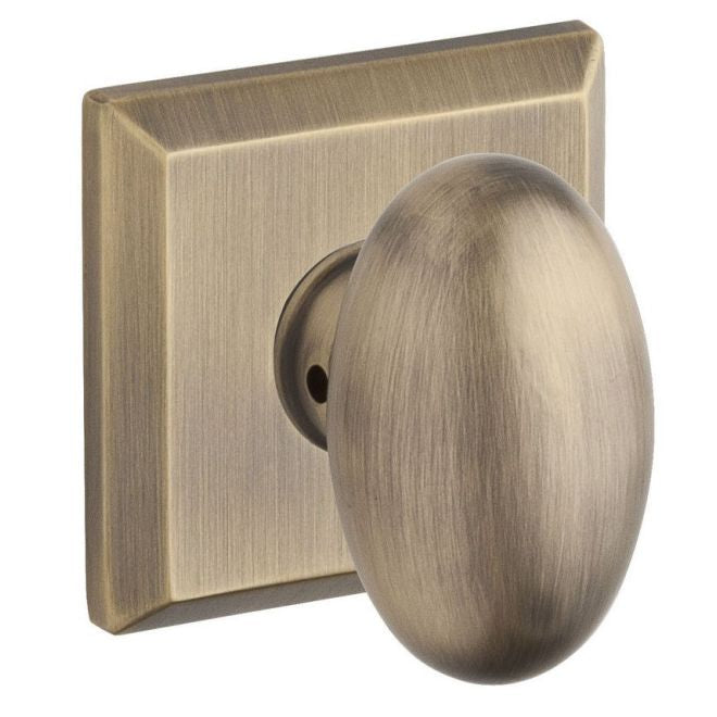 Baldwin Reserve ENELLTSR049 Entry Ellipse Knob and Traditional Square Rose with 6AL Latch and Dual Strike Matte Brass and Black Finish - Matte Brass and Black - Brass