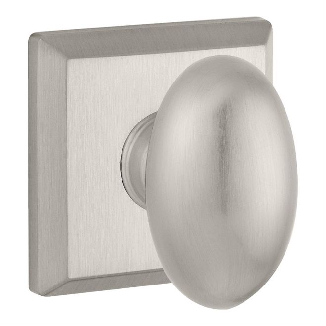 Baldwin Reserve ENELLTSR150 Entry Ellipse Knob and Traditional Square Rose with 6AL Latch and Dual Strike Satin Nickel Finish - Satin Nickel - Brass