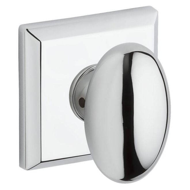 Baldwin Reserve ENELLTSR260 Entry Ellipse Knob and Traditional Square Rose with 6AL Latch and Dual Strike Bright Chrome Finish - Bright Chrome - Brass