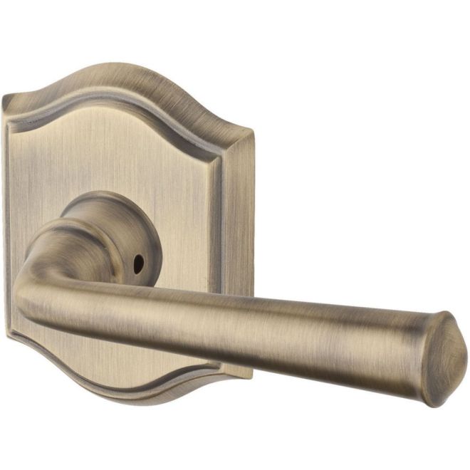 Baldwin Reserve ENFEDTAR049 Entry Right Hand Federal Lever and Traditional Arch Rose with 6AL Latch and Dual Strike Matte Brass and Black Finish - Right Hand - Brass