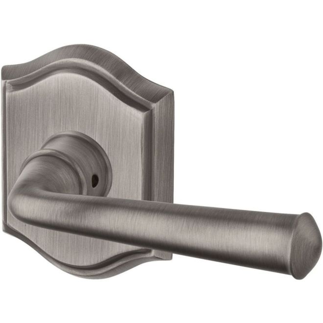 Baldwin Reserve ENFEDTAR152 Entry Right Hand Federal Lever and Traditional Arch Rose with 6AL Latch and Dual Strike Matte Antique Nickel Finish - Right Hand - Brass