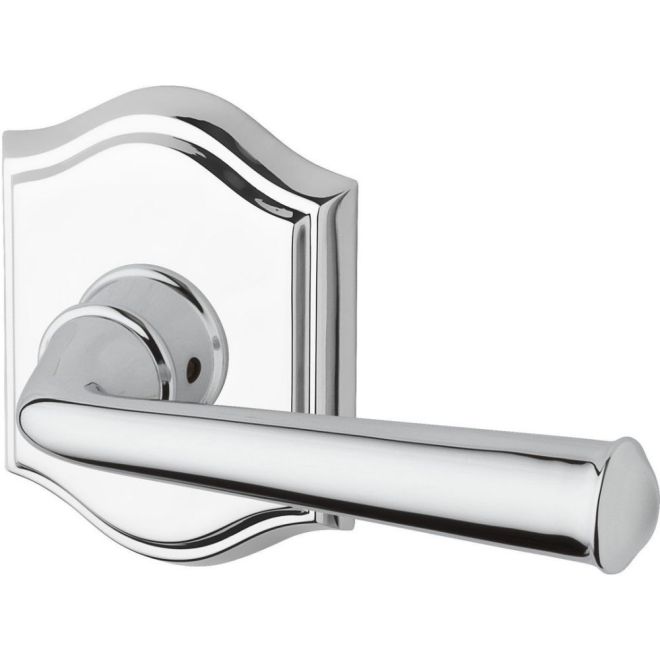 Baldwin Reserve ENFEDTAR260 Entry Right Hand Federal Lever and Traditional Arch Rose with 6AL Latch and Dual Strike Bright Chrome Finish - Right Hand - Brass