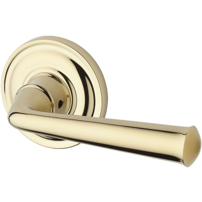 Baldwin Reserve ENFEDTRR003 Entry Right Hand Federal Lever and Traditional Round Rose with 6AL Latch and Dual Strike Lifetime Brass Finish - Right Hand - Brass