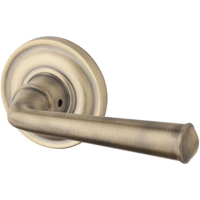 Baldwin Reserve ENFEDTRR049 Entry Right Hand Federal Lever and Traditional Round Rose with 6AL Latch and Dual Strike Matte Brass and Black Finish - Right Hand - Brass