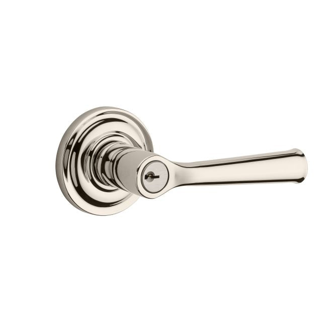 Baldwin Reserve ENFEDTRR141 Entry Right Hand Federal Lever and Traditional Round Rose with 6AL Latch and Dual Strike Bright Nickel Finish - Right Hand - Brass