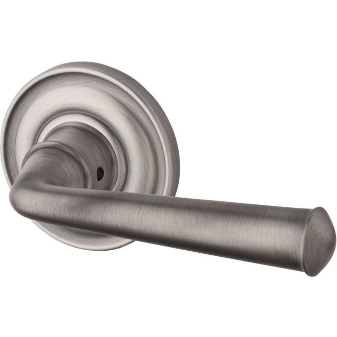 Baldwin Reserve ENFEDTRR152 Entry Federal Lever and Traditional Round Rose with 6AL Latch and Dual Strike Matte Antique Nickel Finish - Right Hand - Brass