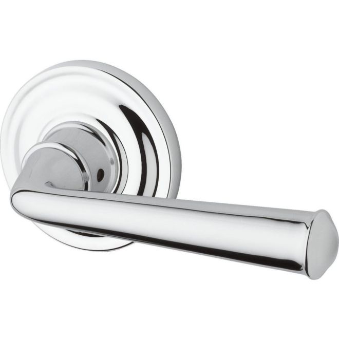 Baldwin Reserve ENFEDTRR260 Entry Right Hand Federal Lever and Traditional Round Rose with 6AL Latch and Dual Strike Bright Chrome Finish - Right Hand - Brass