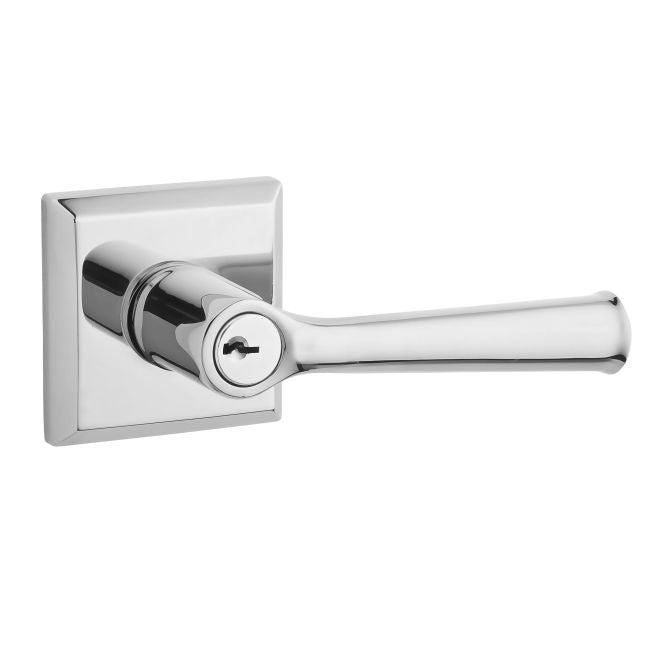 Baldwin Reserve ENFEDTSR003 Right Hand Entry Federal Lever and Traditional Square Rose with 6AL Latch and Dual Strike Lifetime Brass Finish - Right Hand - Brass