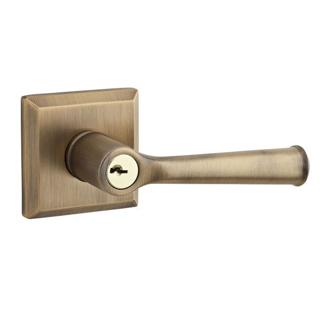 Baldwin Reserve ENFEDTSR049 Right Hand Entry Federal Lever and Traditional Square Rose with 6AL Latch and Dual Strike Matte Brass and Black Finish - Right Hand - Brass