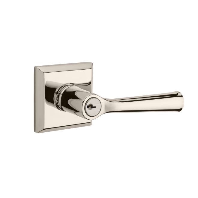 Baldwin Reserve ENFEDTSR141 Entry Right Hand Federal Lever and Traditional Square Rose with 6AL Latch and Dual Strike Bright Nickel Finish - Right Hand - Brass