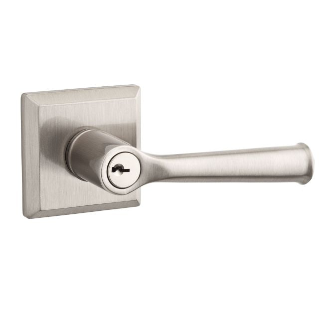 Baldwin Reserve ENFEDTSR150 Entry Right Hand Federal Lever and Traditional Square Rose with 6AL Latch and Dual Strike Satin Nickel Finish - Right Hand - Brass