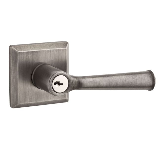 Baldwin Reserve ENFEDTSR152 Entry Right Hand Federal Lever and Traditional Square Rose with 6AL Latch and Dual Strike Matte Antique Nickel Finish - Right Hand - Brass