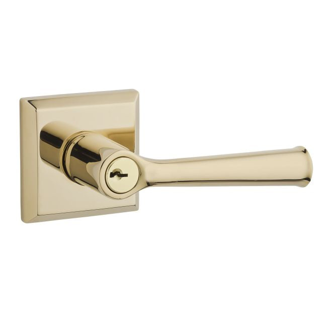 Baldwin Reserve ENFEDTSR260 Entry Right Hand Federal Lever and Traditional Square Rose with 6AL Latch and Dual Strike Bright Chrome Finish - Right Hand - Brass