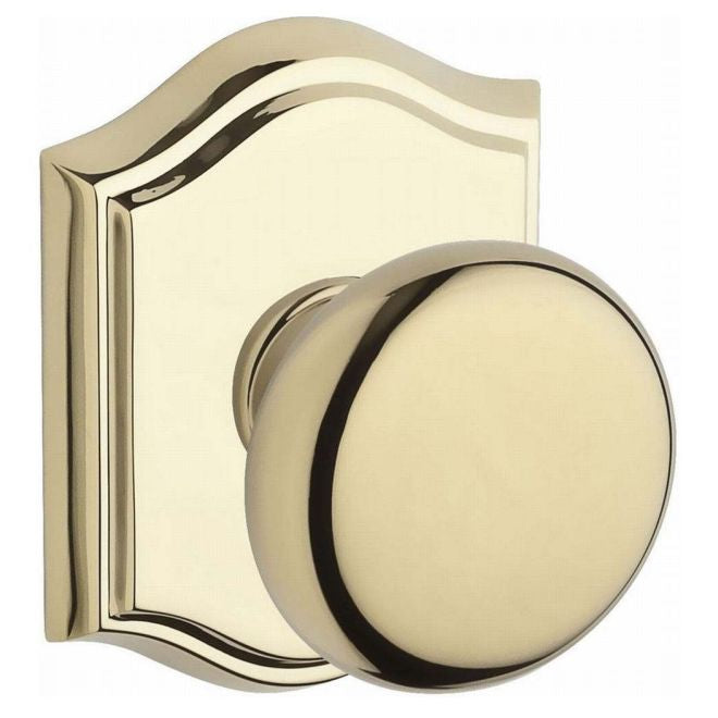 Baldwin Reserve ENROUTAR003 Entry Round Knob and Traditional Arch Rose with 6AL Latch and Dual Strike Lifetime Brass Finish - Lifetime Brass - Brass