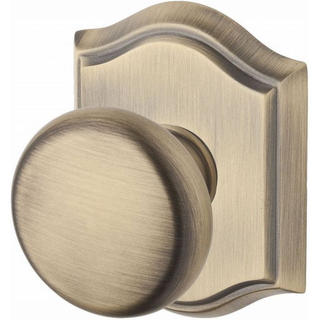 Baldwin Reserve ENROUTAR049 Entry Round Knob and Traditional Arch Rose with 6AL Latch and Dual Strike Matte Brass and Black Finish - Matte Brass and Black - Brass