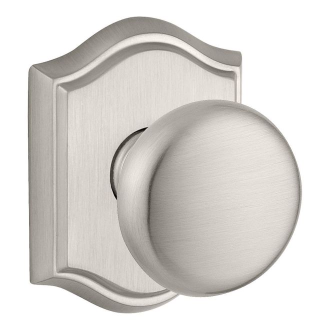 Baldwin Reserve ENROUTAR150 Entry Round Knob and Traditional Arch Rose with 6AL Latch and Dual Strike Satin Nickel Finish - Satin Nickel - Brass