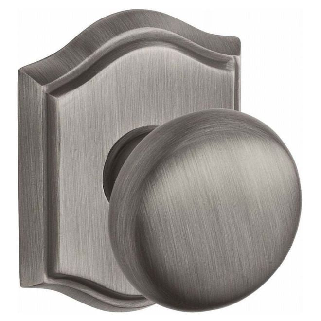 Baldwin Reserve ENROUTAR152 Entry Round Knob and Traditional Arch Rose with 6AL Latch and Dual Strike Matte Antique Nickel Finish - Matte Antique Nickel - Brass