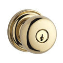 Baldwin Reserve ENROUTRR003 Entry Round Knob and Traditional Round Rose with 6AL Latch and Dual Strike Lifetime Brass Finish - Lifetime Brass - Brass
