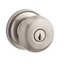 Baldwin Reserve ENROUTRR150 Entry Round Knob and Traditional Round Rose with 6AL Latch and Dual Strike Satin Nickel Finish - Satin Nickel - Brass