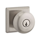 Baldwin Reserve ENROUTSR150 Entry Round Knob and Traditional Square Rose with 6AL Latch and Dual Strike Satin Nickel Finish - Satin Nickel - Brass