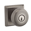 Baldwin Reserve ENROUTSR152 Entry Round Knob and Traditional Square Rose with 6AL Latch and Dual Strike Matte Antique Nickel Finish - Matte Antique Nickel - Brass