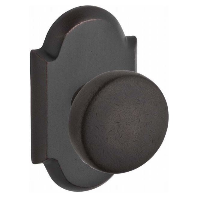 Baldwin Reserve ENRUSRAR481 Entry Rustic Knob and Rustic Arch Rose with 6AL Latch and Dual Strike Dark Bronze Finish - Dark Bronze - Brass