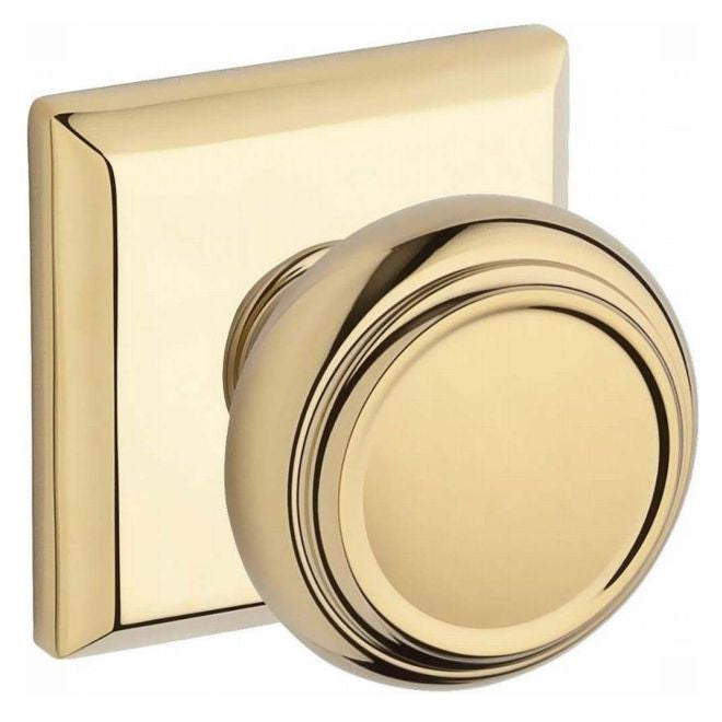 Baldwin Reserve ENTRATSR003 Entry Traditional Knob and Traditional Square Rose with 6AL Latch and Dual Strike Lifetime Brass Finish - Lifetime Brass - Brass