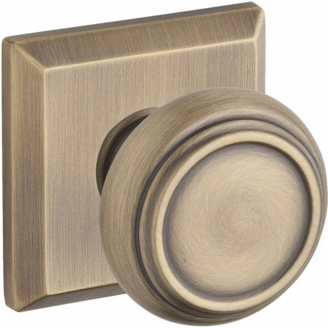 Baldwin Reserve ENTRATSR049 Entry Traditional Knob and Traditional Square Rose with 6AL Latch and Dual Strike Matte Brass and Black Finish - Matte Brass and Black - Brass