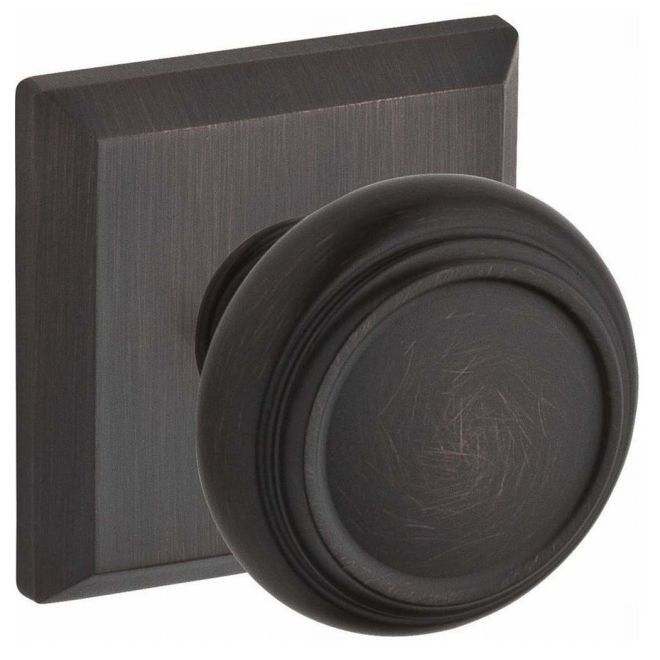 Baldwin Reserve ENTRATSR112 Entry Traditional Knob and Traditional Square Rose with 6AL Latch and Dual Strike Venetian Bronze Finish - Venetian Bronze - Brass